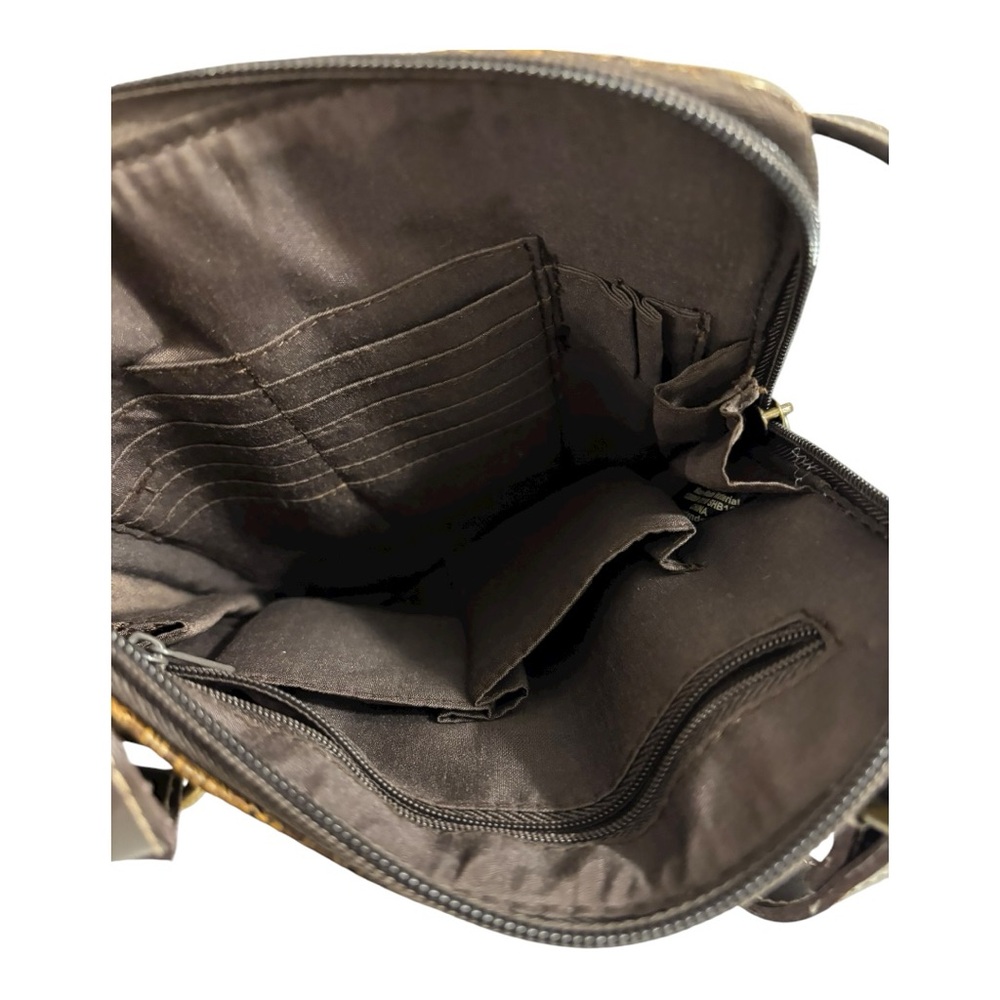 Relic by Fossil embossed paisley earthy rustic crossbody bohemian hobo bag. - Picture 5 of 9